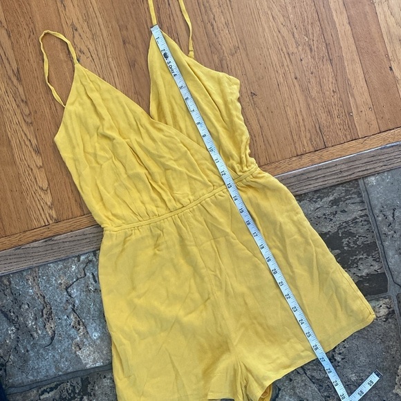 Lulus Indie Mustard Yellow Surplice Romper Shorts One Piece Size Small - Picture 11 of 14